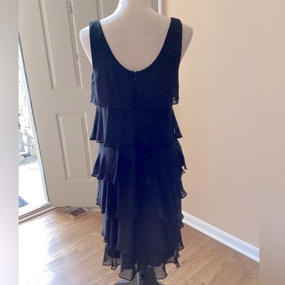 Patra Flapper Dress Tiered Chiffon Size 12 Black Fits Like Size 8 LBD - Picture 4 of 11